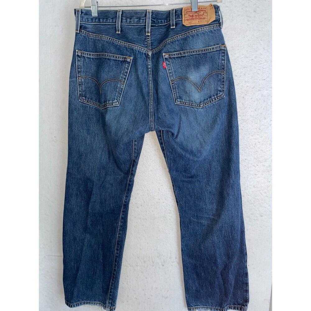Levis 501 Jeans Men's Size 38x30 Blue Button Fly Straight Leg Denim Pants